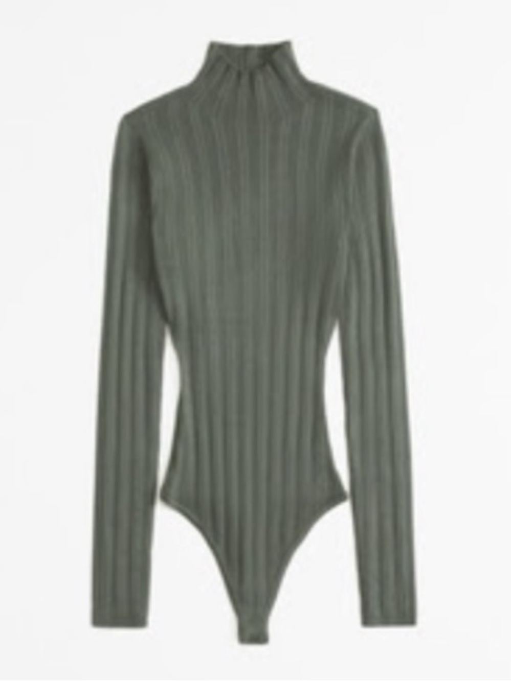 Abercrombie Ribbed Long-Sleeve Turtleneck Bodysuit - Olive